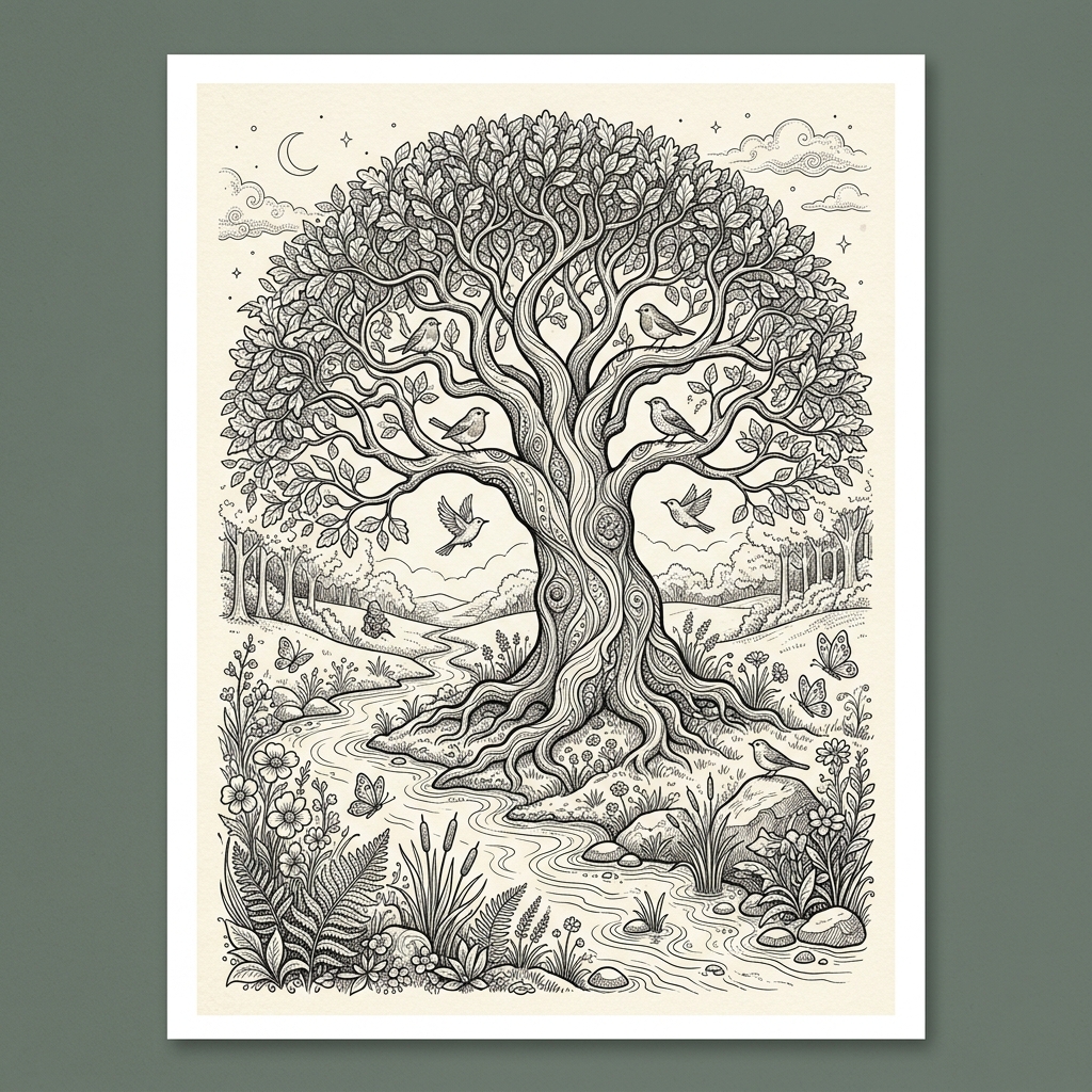 Tree of life ink drawing